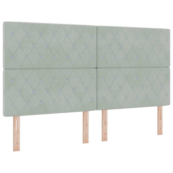 LED Box Spring Bed med madras Lysegrå 180 x 200 cm Fløjl
