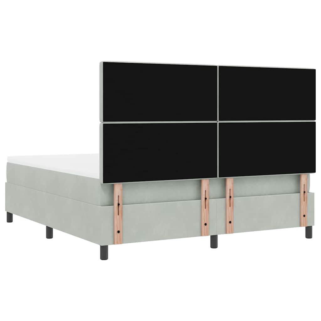 LED Box Spring Bed med madras Lysegrå 180 x 200 cm Fløjl