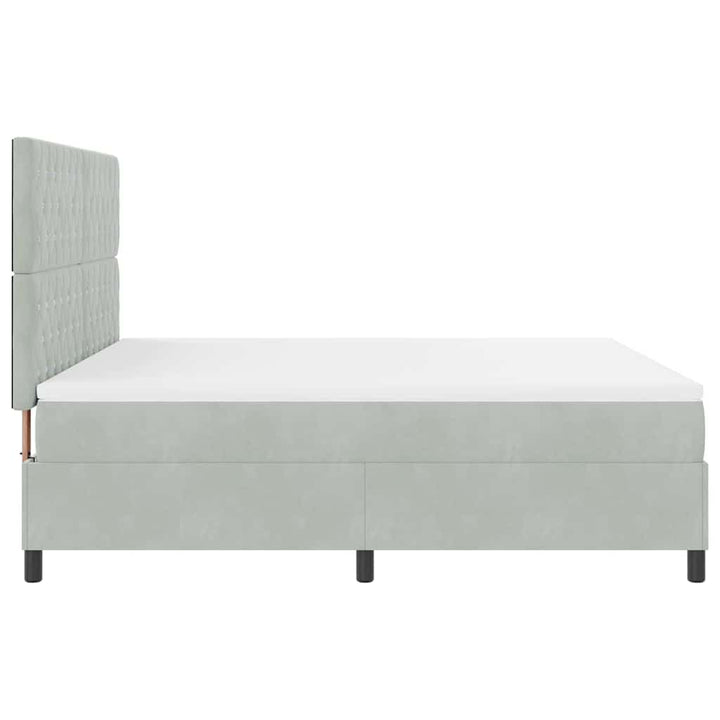 LED Box Spring Bed med madras Lysegrå 180 x 200 cm Fløjl