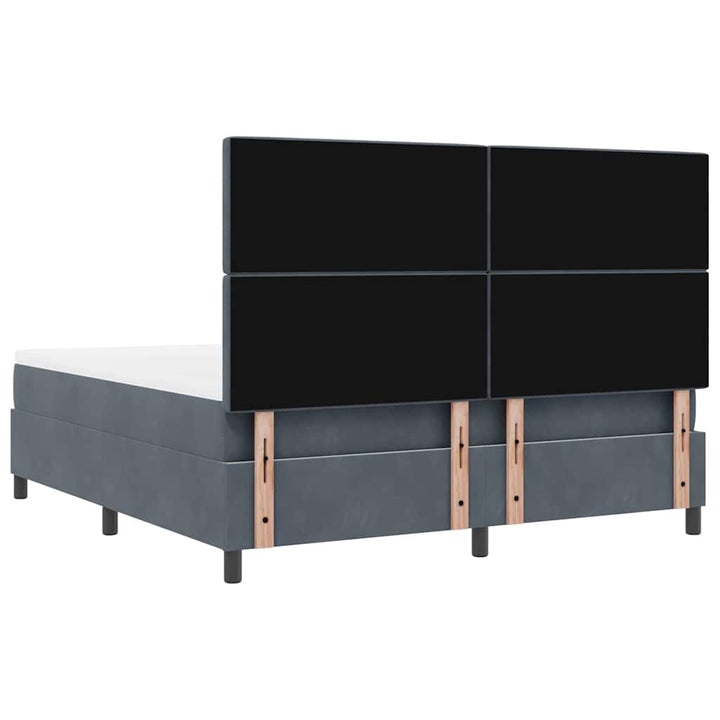LED Box Spring Bed med madras Mørkegrå 180 x 200 cm Fløjl