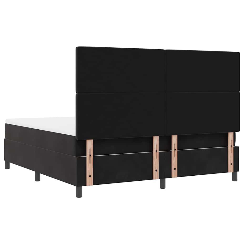 LED Box Spring Bed med madras Sort 180 x 200 cm Fløjl
