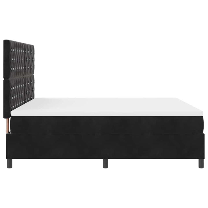 LED Box Spring Bed med madras Sort 180 x 200 cm Fløjl