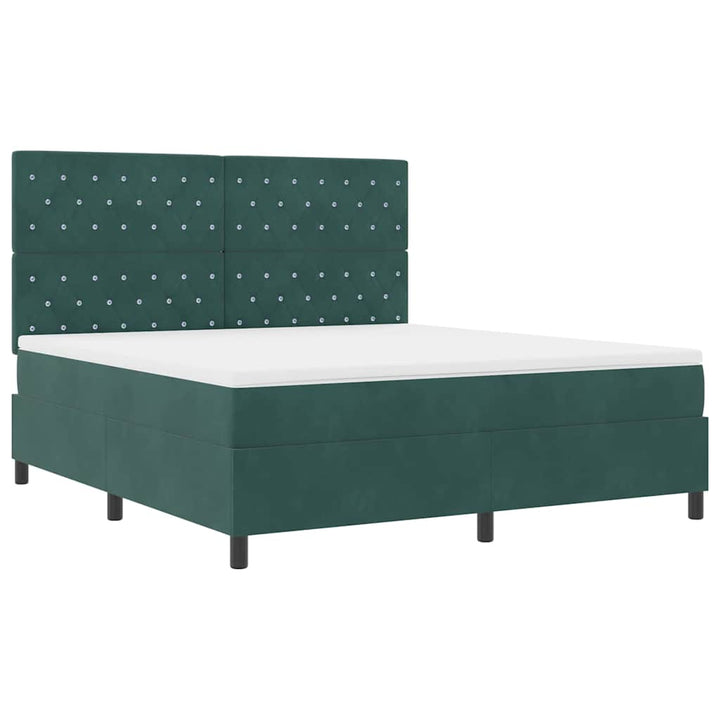 LED Box Spring Bed med madras Mørkegrøn 180 x 200 cm Fløjl