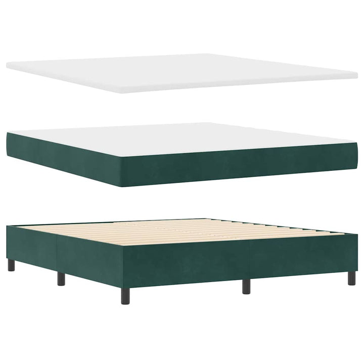 LED Box Spring Bed med madras Mørkegrøn 180 x 200 cm Fløjl