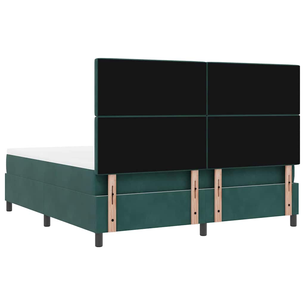 LED Box Spring Bed med madras Mørkegrøn 180 x 200 cm Fløjl