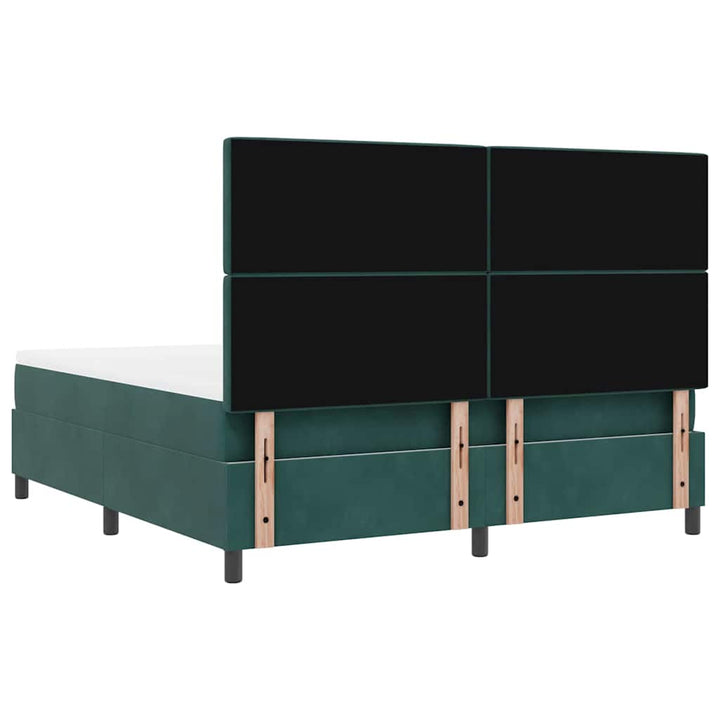 LED Box Spring Bed med madras Mørkegrøn 180 x 200 cm Fløjl