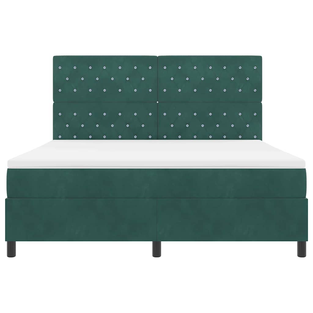 LED Box Spring Bed med madras Mørkegrøn 180 x 200 cm Fløjl