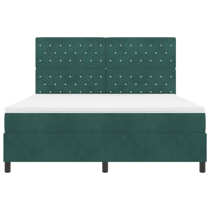 LED Box Spring Bed med madras Mørkegrøn 180 x 200 cm Fløjl