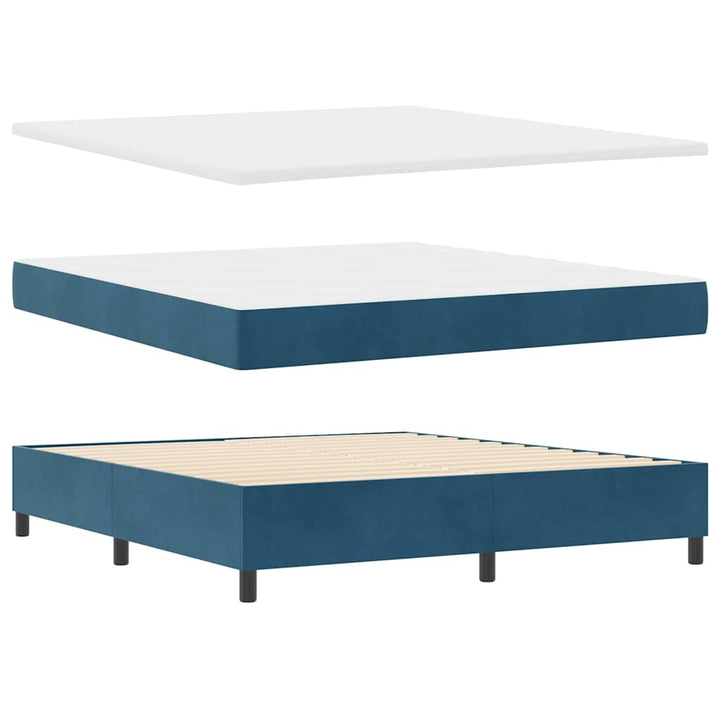 LED Box Spring Bed med madras Mørk blå 180 x 200 cm Fløjl