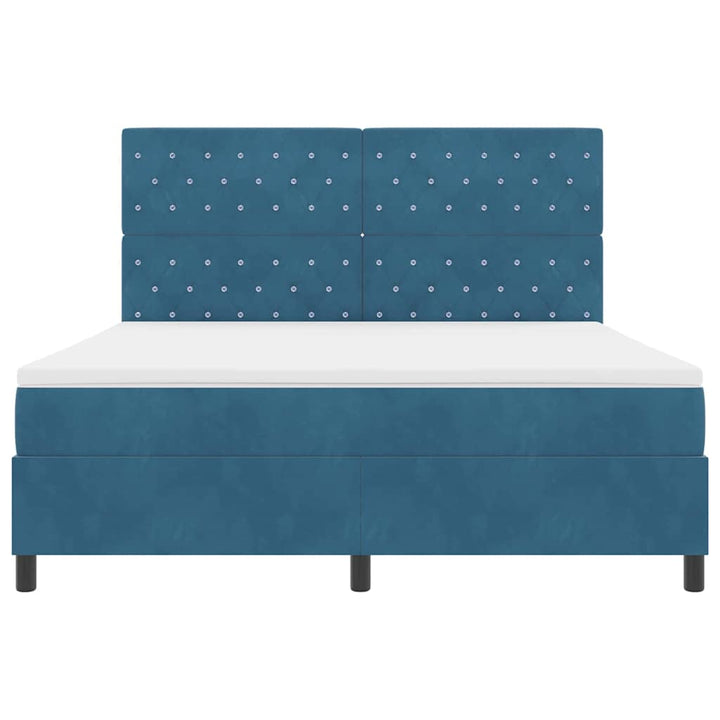 LED Box Spring Bed med madras Mørk blå 180 x 200 cm Fløjl