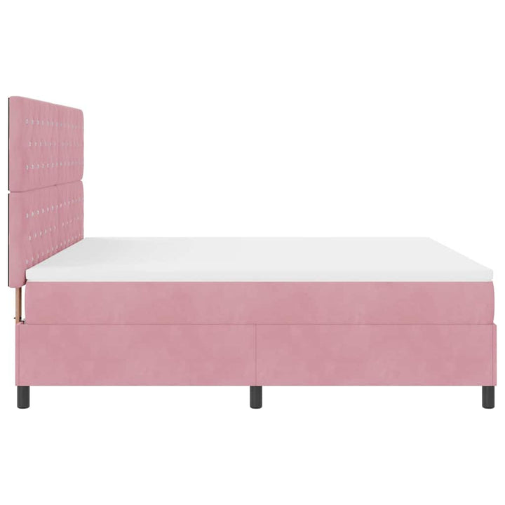LED Box Spring Bed med madras Lyserød 180 x 200 cm Fløjl