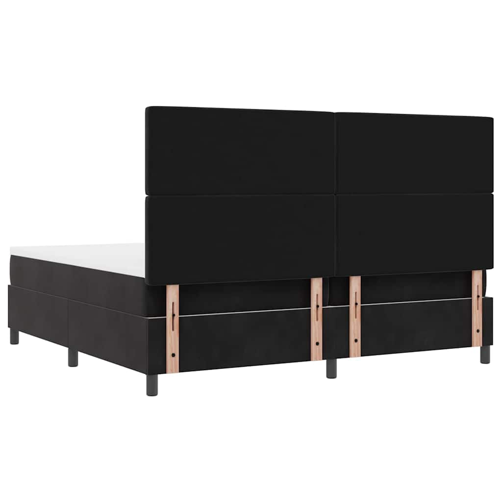 LED Box Spring Bed med madras Sort 200 x 200 cm Fløjl