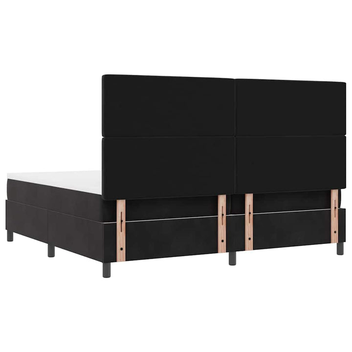 LED Box Spring Bed med madras Sort 200 x 200 cm Fløjl