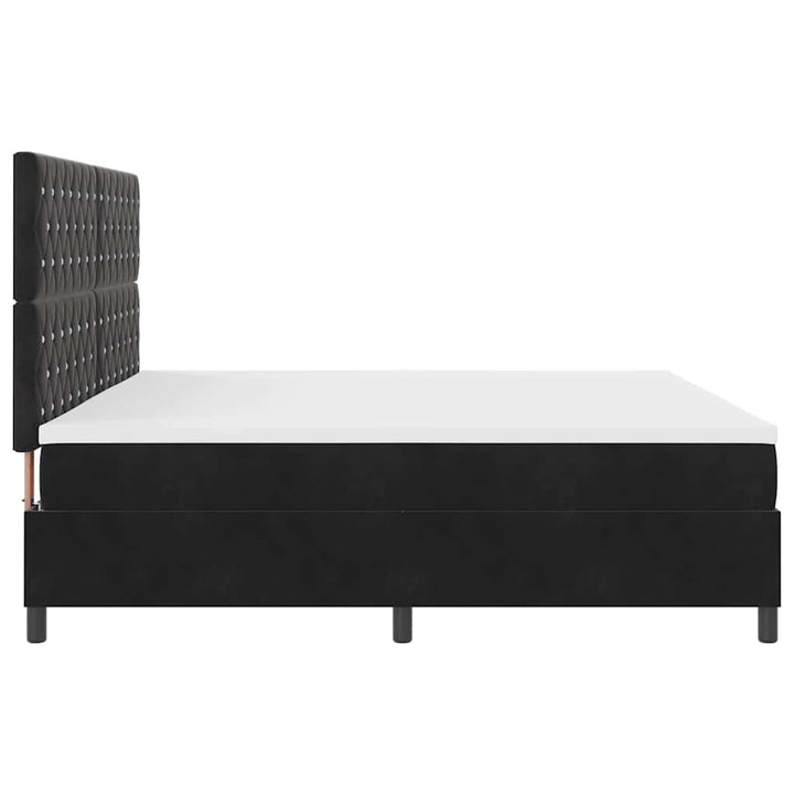 LED Box Spring Bed med madras Sort 200 x 200 cm Fløjl
