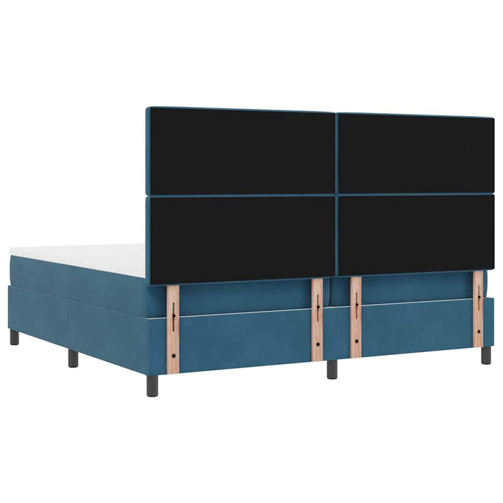 LED Box Spring Bed med madras Mørk blå 200 x 200 cm Fløjl