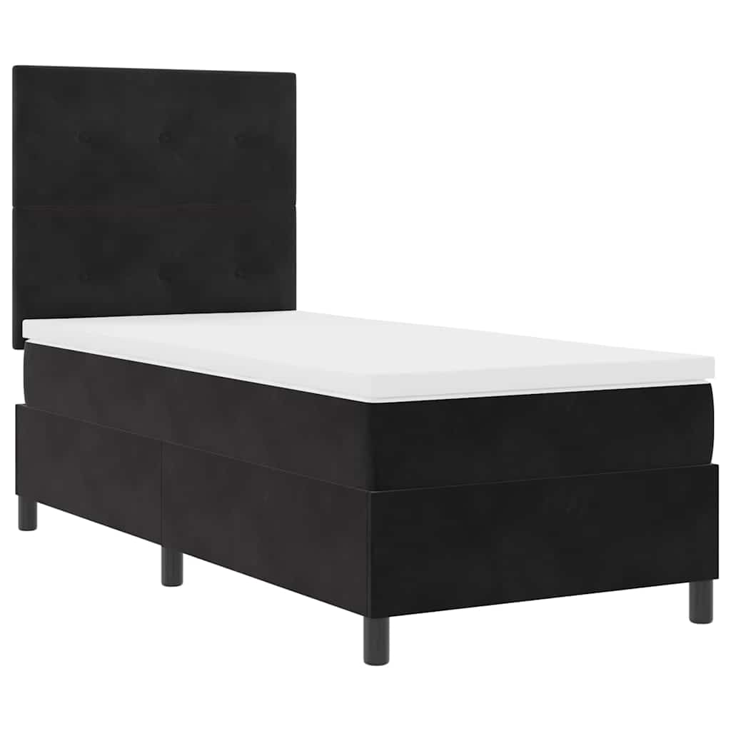 LED Box Spring Bed med hovedgærde Sort 80 x 200 cm Fløjl