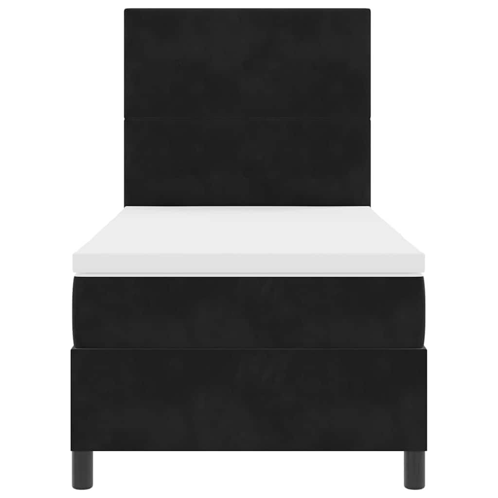 LED Box Spring Bed med hovedgærde Sort 80 x 200 cm Fløjl