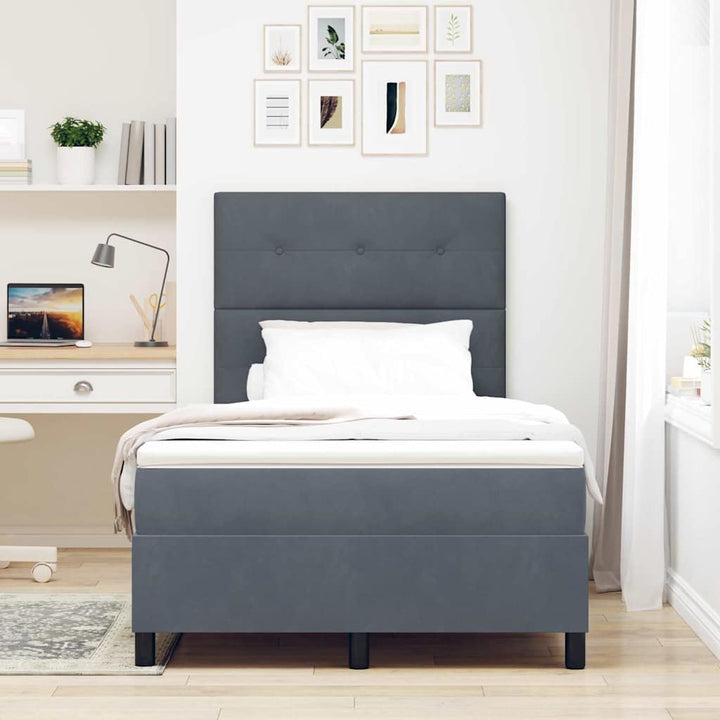 LED Box Spring Bed med hovedgærde Mørkegrå 120 x 190 cm Fløjl