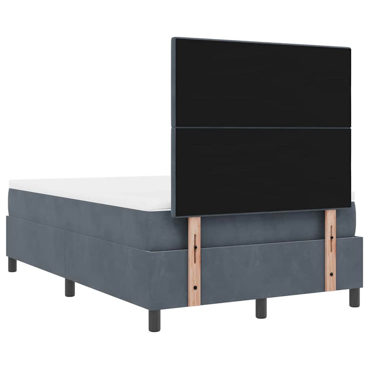 LED Box Spring Bed med hovedgærde Mørkegrå 120 x 190 cm Fløjl