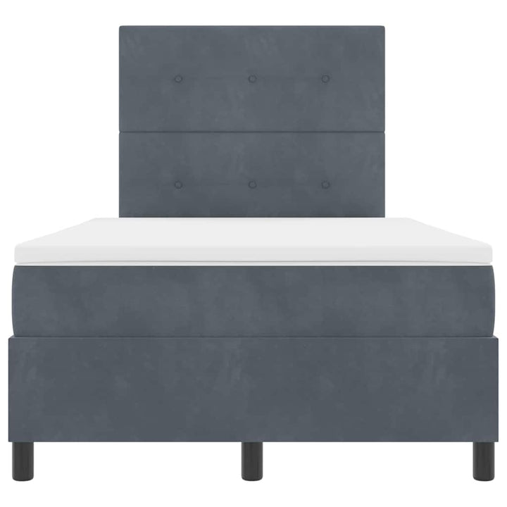 LED Box Spring Bed med hovedgærde Mørkegrå 120 x 190 cm Fløjl