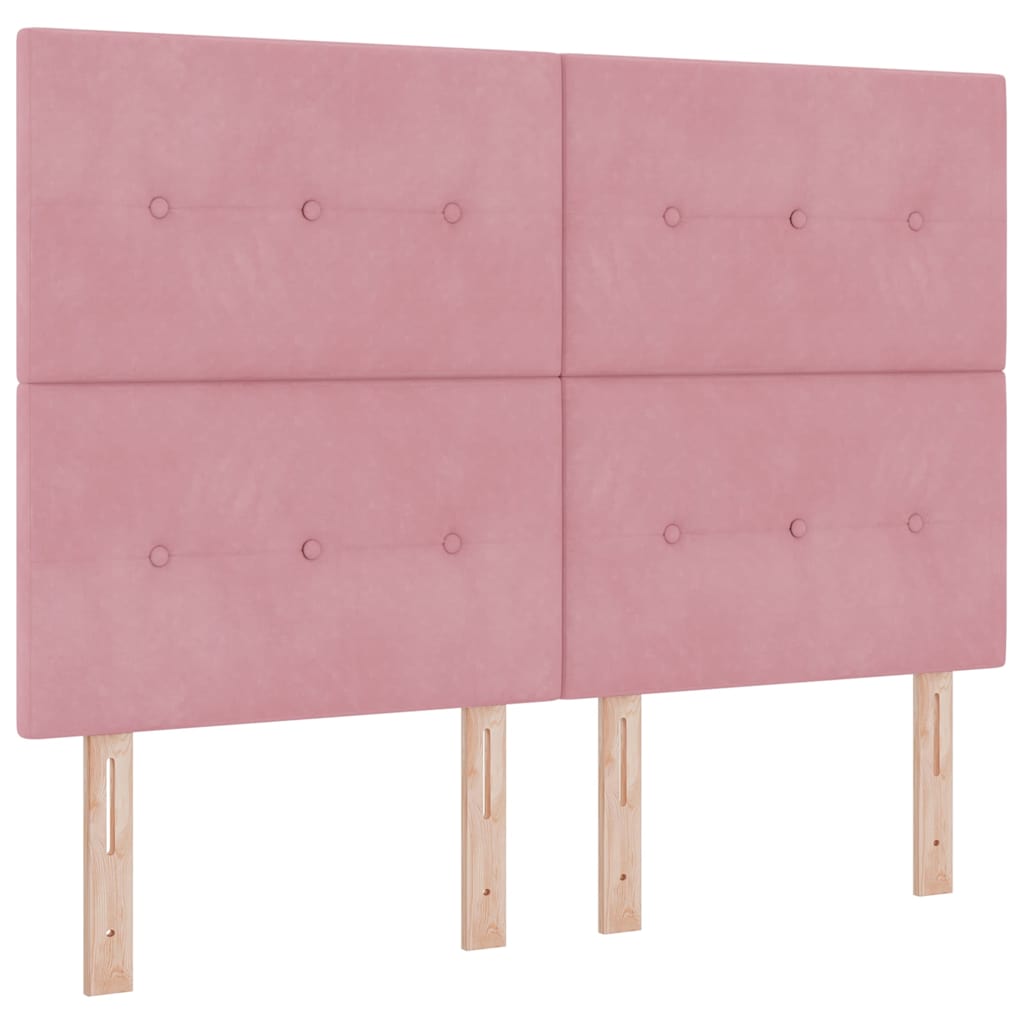 LED Box Spring Bed med madras Lyserød 140 x 200 cm Fløjl