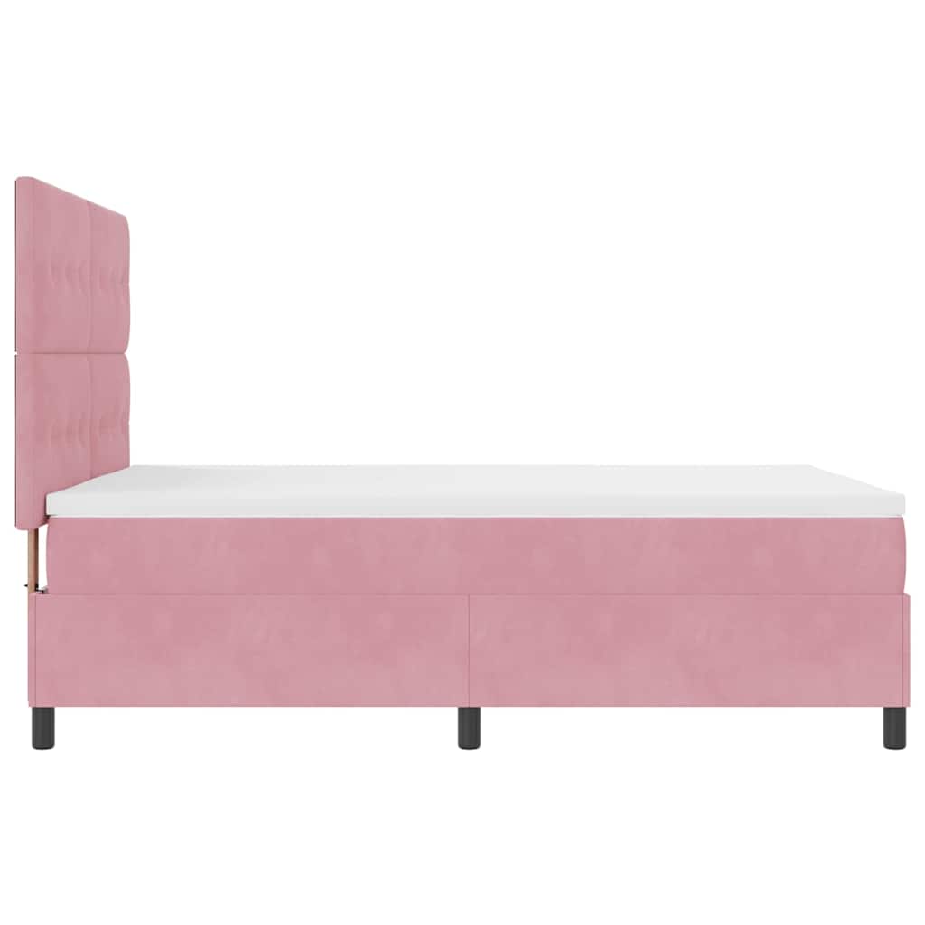 LED Box Spring Bed med madras Lyserød 140 x 200 cm Fløjl