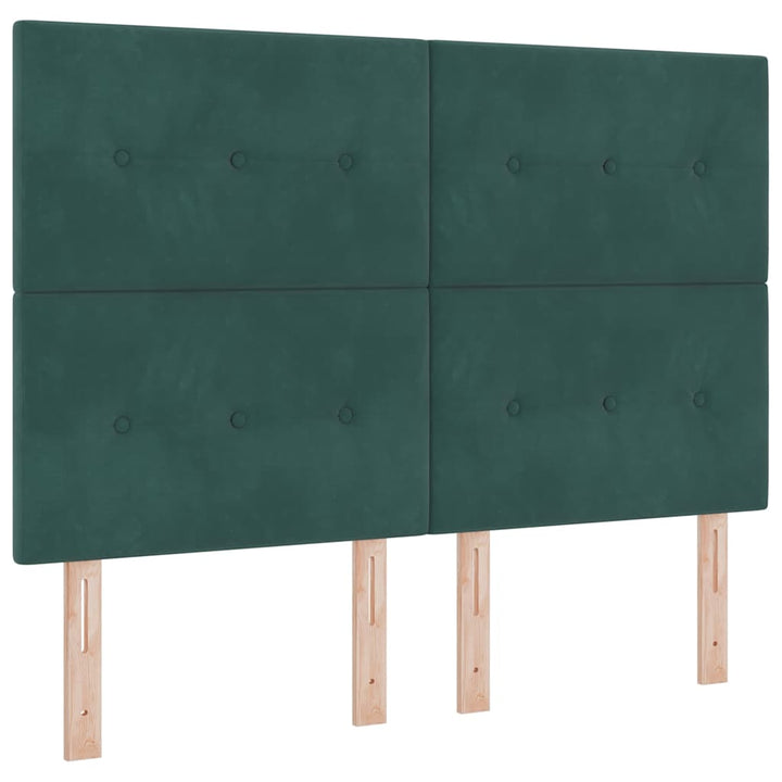 LED Box Spring Bed med hovedgærde Mørkegrøn 160 x 200 cm Fløjl