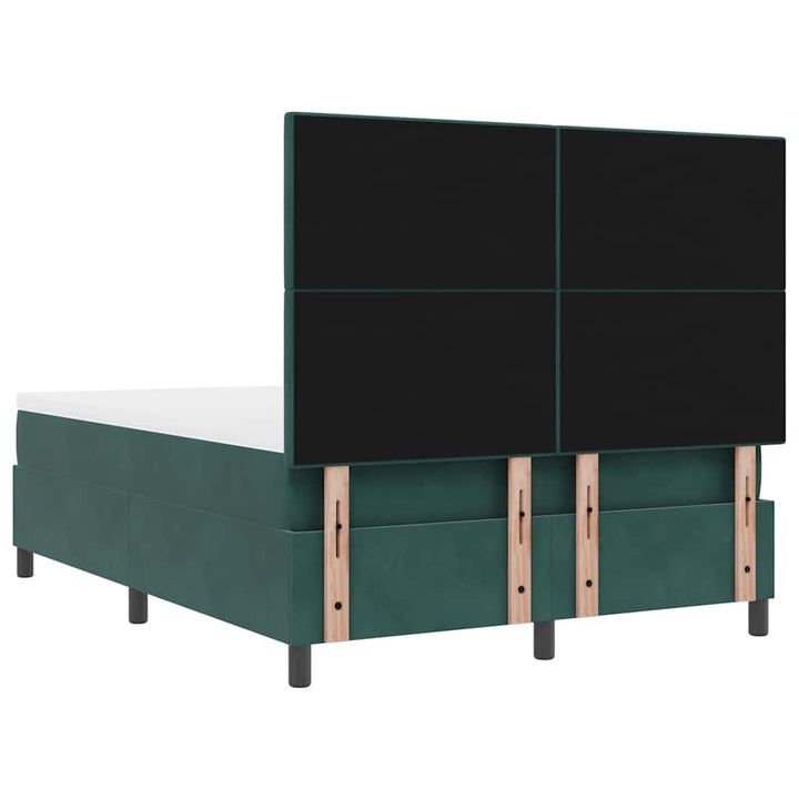 LED Box Spring Bed med hovedgærde Mørkegrøn 160 x 200 cm Fløjl
