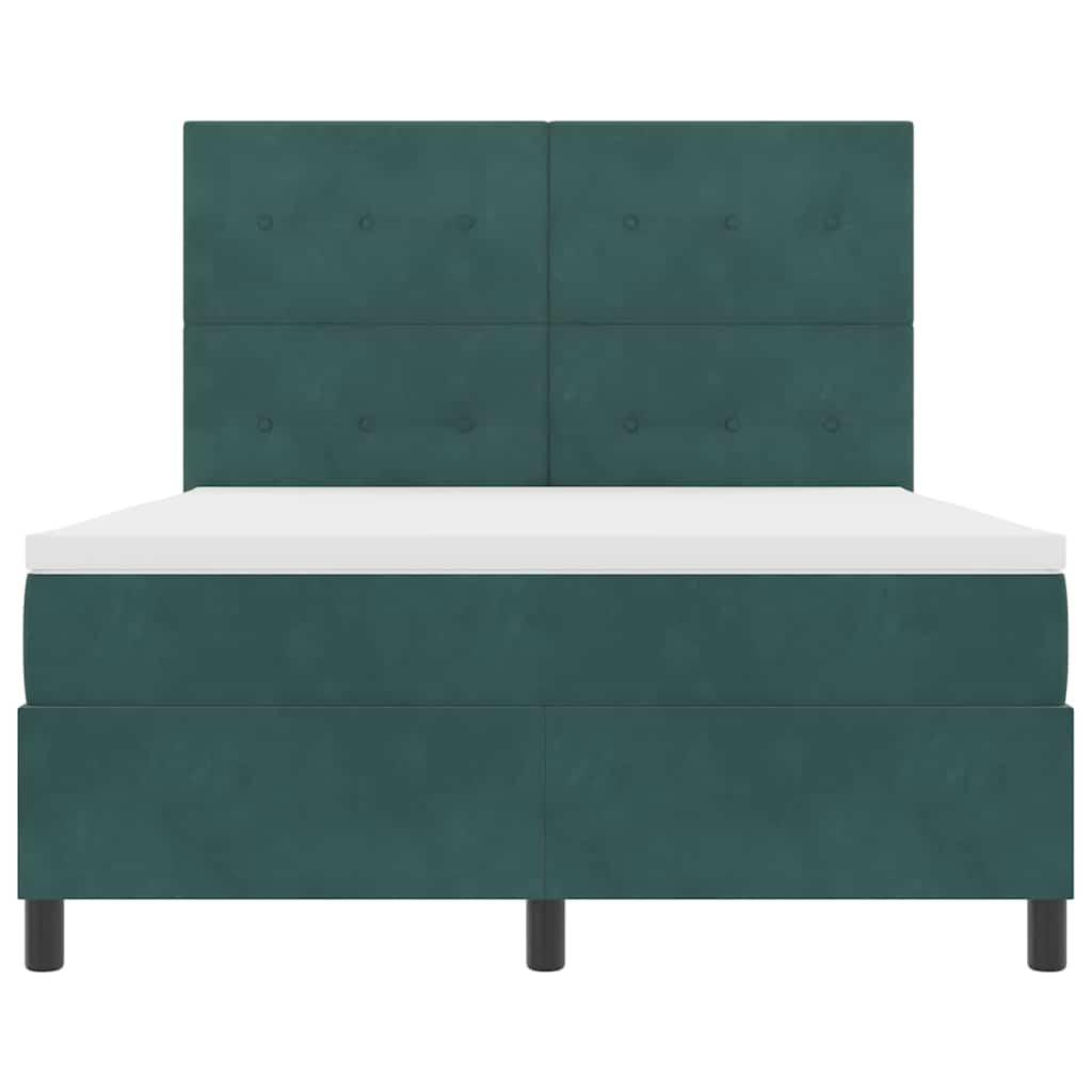 LED Box Spring Bed med hovedgærde Mørkegrøn 160 x 200 cm Fløjl