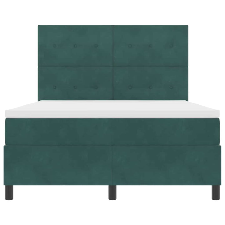 LED Box Spring Bed med hovedgærde Mørkegrøn 160 x 200 cm Fløjl