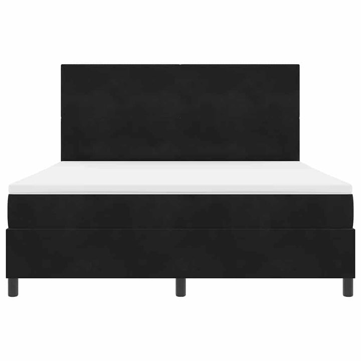 LED Box Spring Bed med hovedgærde Sort 180 x 200 cm Fløjl