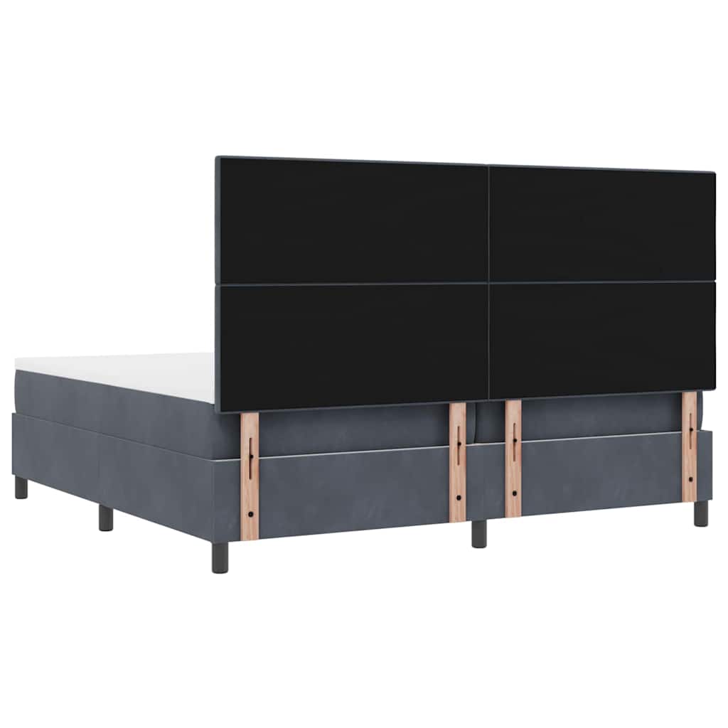 LED Box Spring Bed med madras Mørkegrå 200 x 200 cm Fløjl