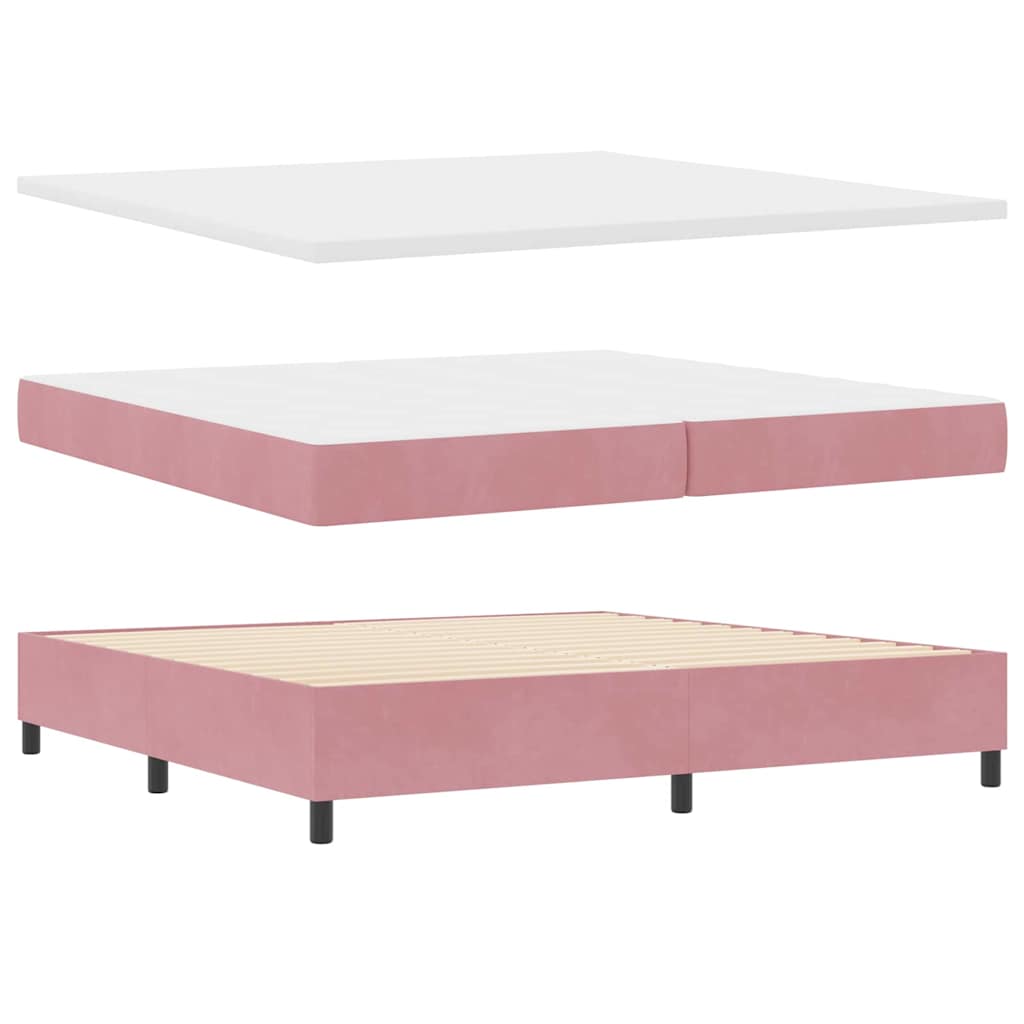 LED Box Spring Bed med hovedgærde Lyserød 200 x 200 cm Fløjl