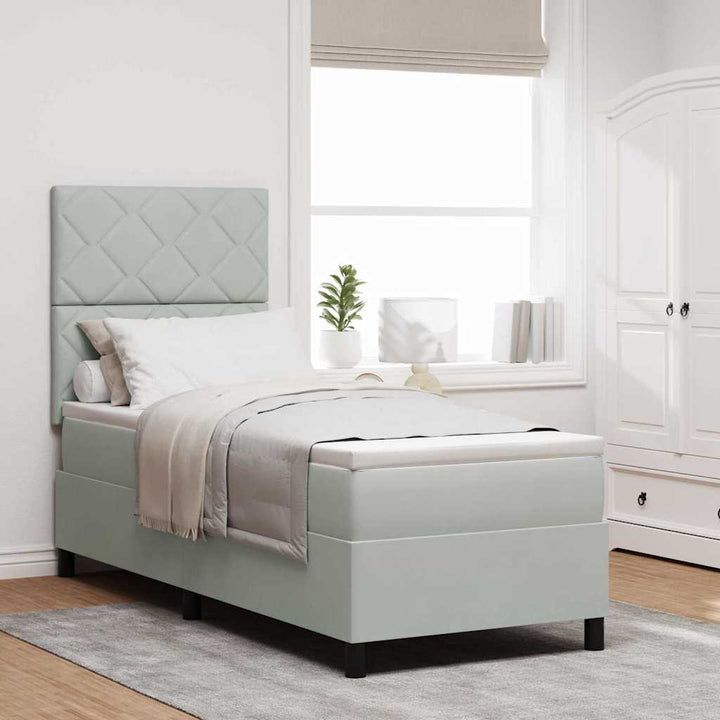 LED Box Spring Bed med hovedgærde Lysegrå 80 x 200 cm Fløjl