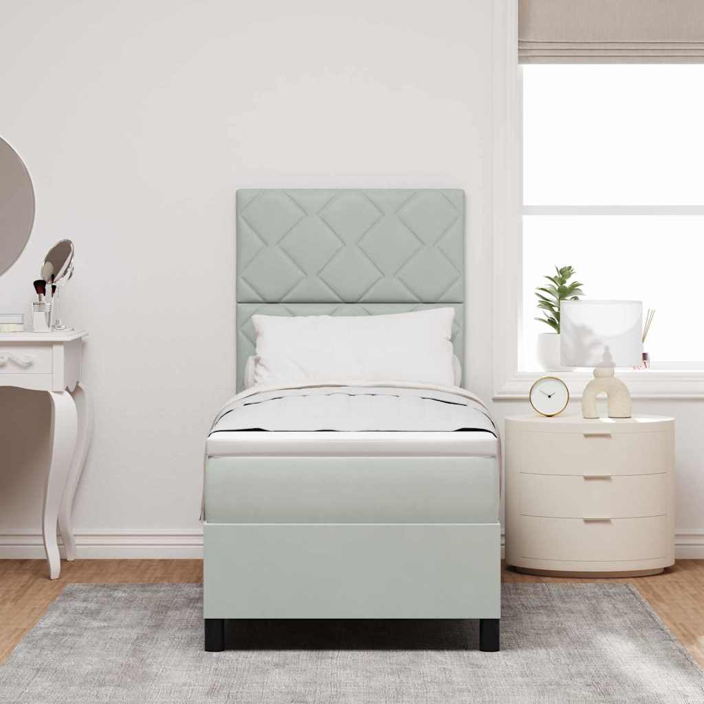 LED Box Spring Bed med hovedgærde Lysegrå 80 x 200 cm Fløjl