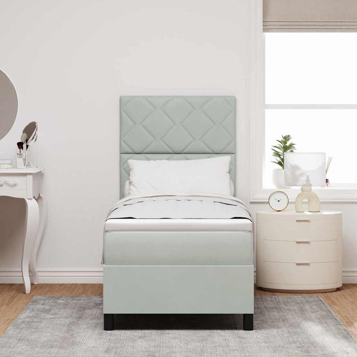 LED Box Spring Bed med hovedgærde Lysegrå 80 x 200 cm Fløjl