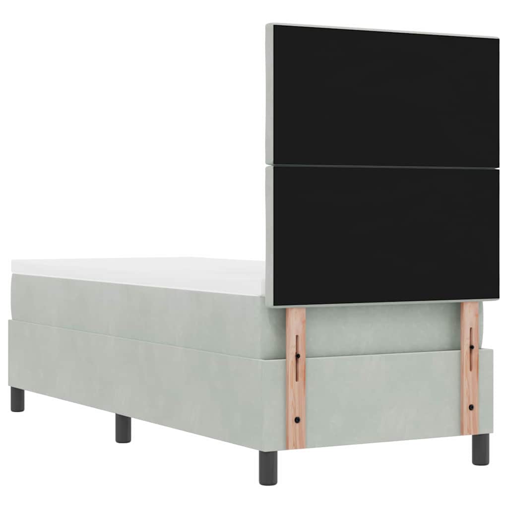 LED Box Spring Bed med hovedgærde Lysegrå 80 x 200 cm Fløjl