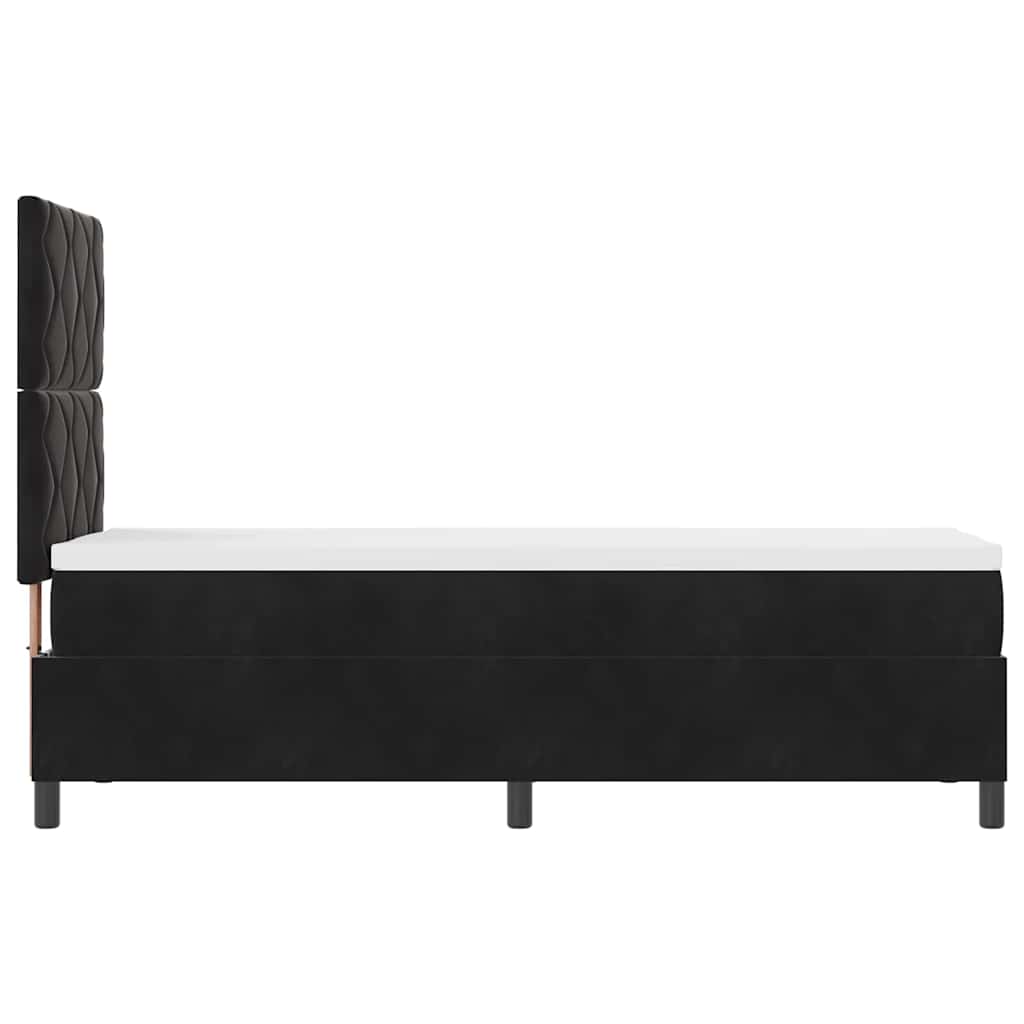 LED Box Spring Bed med hovedgærde Sort 80 x 200 cm Fløjl