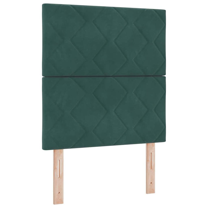 LED Box Spring Bed med hovedgærde Mørkegrøn 80 x 200 cm Fløjl