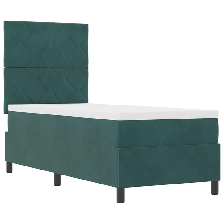 LED Box Spring Bed med hovedgærde Mørkegrøn 80 x 200 cm Fløjl