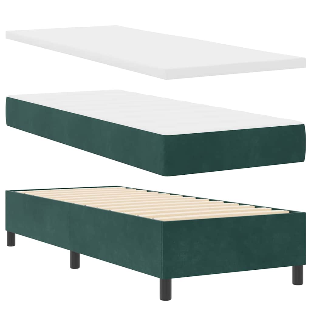 LED Box Spring Bed med hovedgærde Mørkegrøn 80 x 200 cm Fløjl