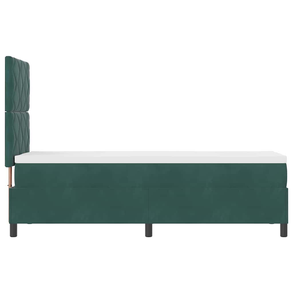 LED Box Spring Bed med hovedgærde Mørkegrøn 80 x 200 cm Fløjl