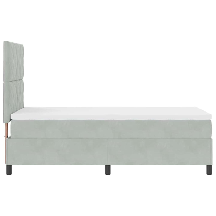 LED Box Spring Bed med hovedgærde Lysegrå 100 x 200 cm Fløjl