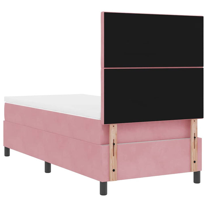 LED Box Spring Bed med hovedgærde Lyserød 100 x 200 cm Fløjl