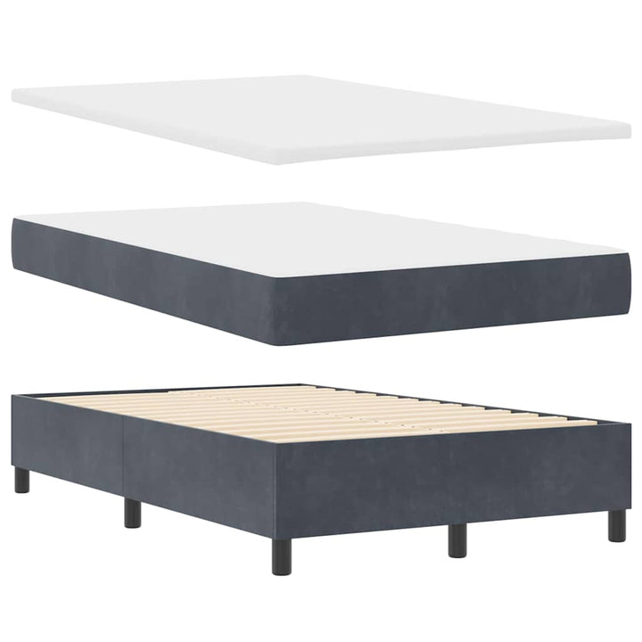 LED Box Spring Bed med hovedgærde Mørkegrå 120 x 190 cm Fløjl