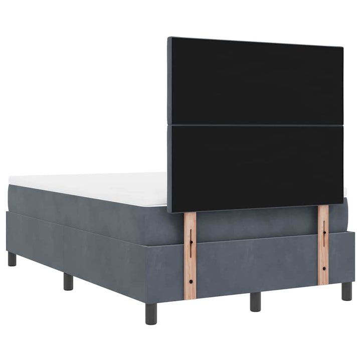 LED Box Spring Bed med hovedgærde Mørkegrå 120 x 190 cm Fløjl