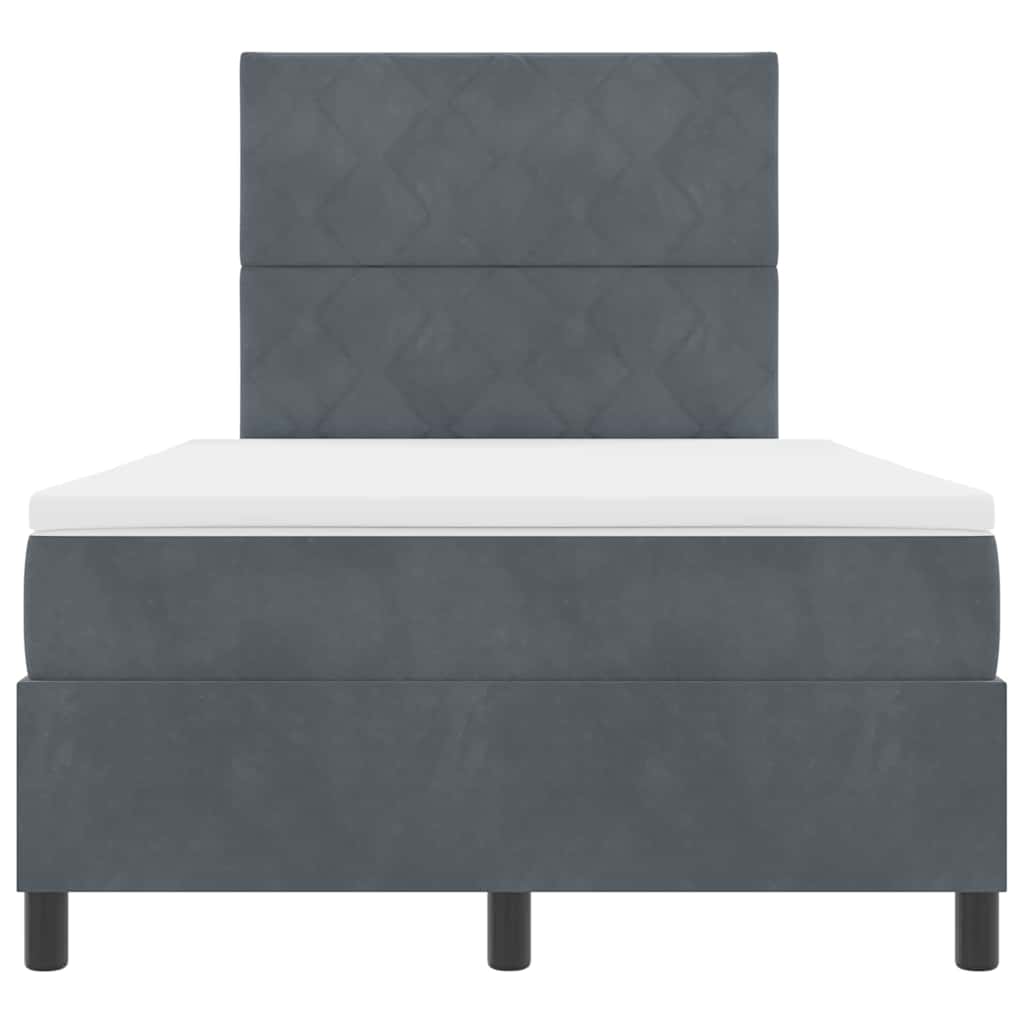 LED Box Spring Bed med hovedgærde Mørkegrå 120 x 190 cm Fløjl