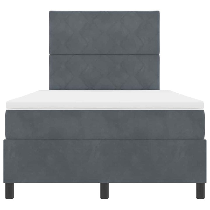 LED Box Spring Bed med hovedgærde Mørkegrå 120 x 190 cm Fløjl
