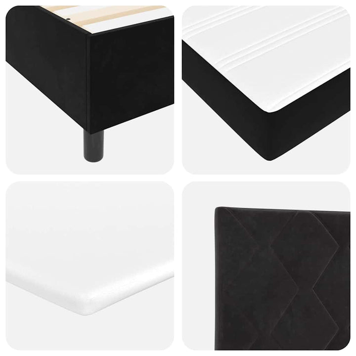 LED Box Spring Bed med hovedgærde Sort 120 x 190 cm Fløjl