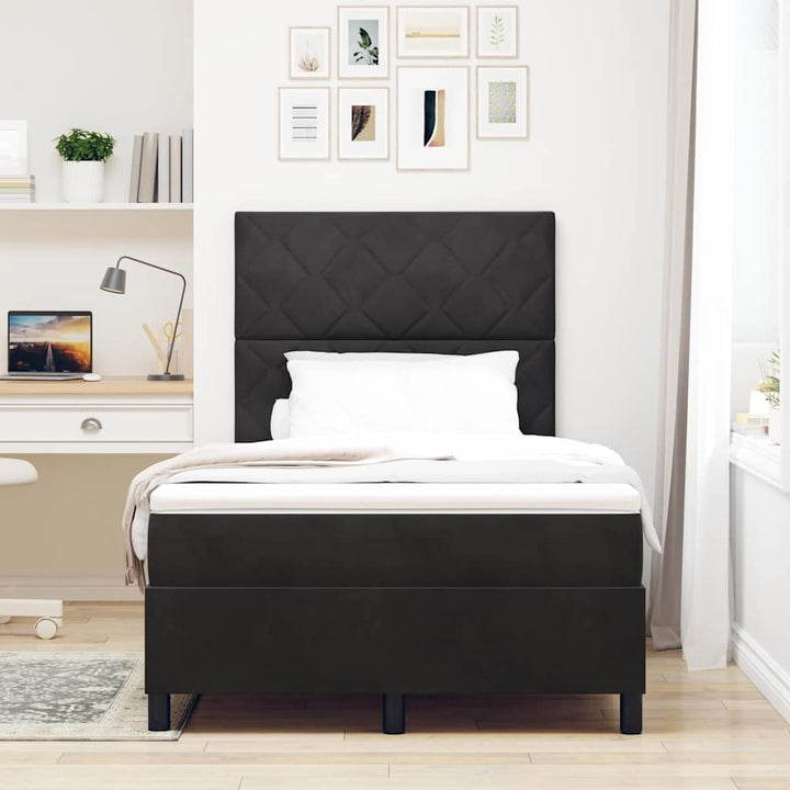 LED Box Spring Bed med hovedgærde Sort 120 x 190 cm Fløjl